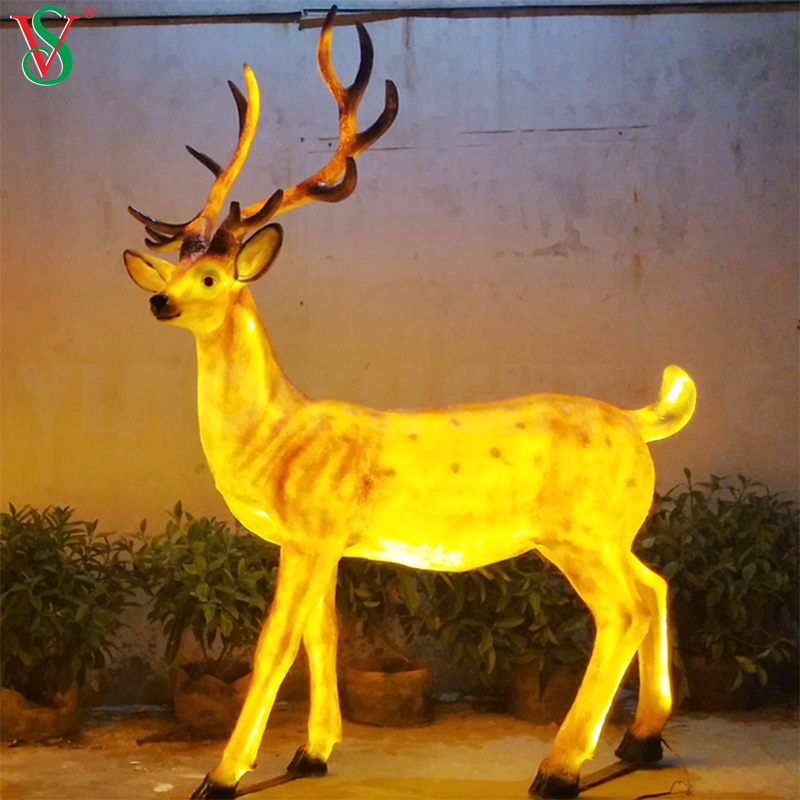 Fiberglass Resin Animal Statue Led Lighted Deer Christmas Reindeer Sculpture Motif Lights