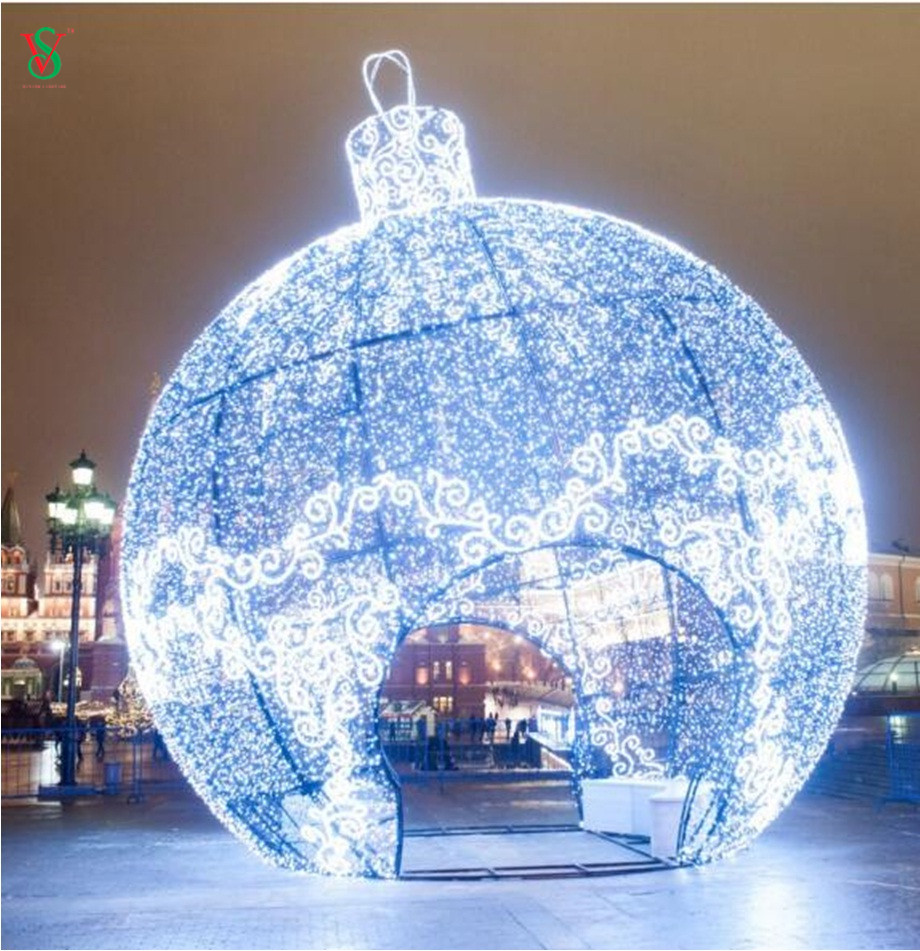 Memorable Holiday Night LED Decoration Giant Ball Motif Light for Outdoor Christmas Street