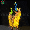 Outdoor Zoo Park Decoration Fiberglass FRP Led Peacock Sculpture Animal Motif Light