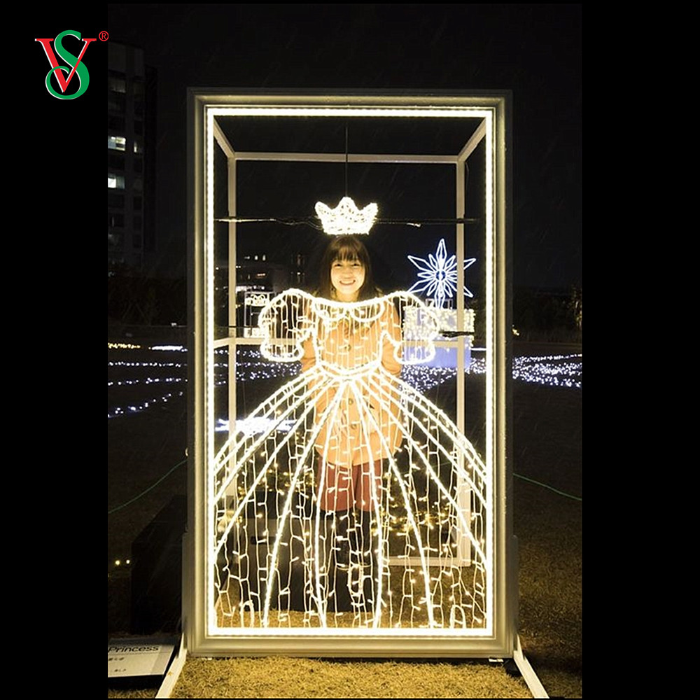 Outdoor Christmas Illuminated Sculpture 2D Photo Frame for Kids