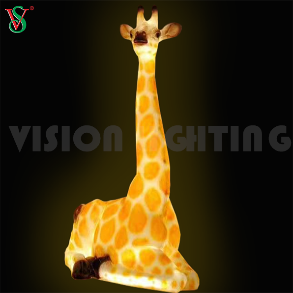 Fiberglass Resin Animal Light Giraffe Sculpture Lighted Animal for Outdoor Park Zoo Decoration