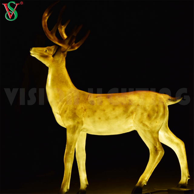 Fiberglass Resin Animal Statue Led Lighted Deer Christmas Reindeer Sculpture Motif Lights