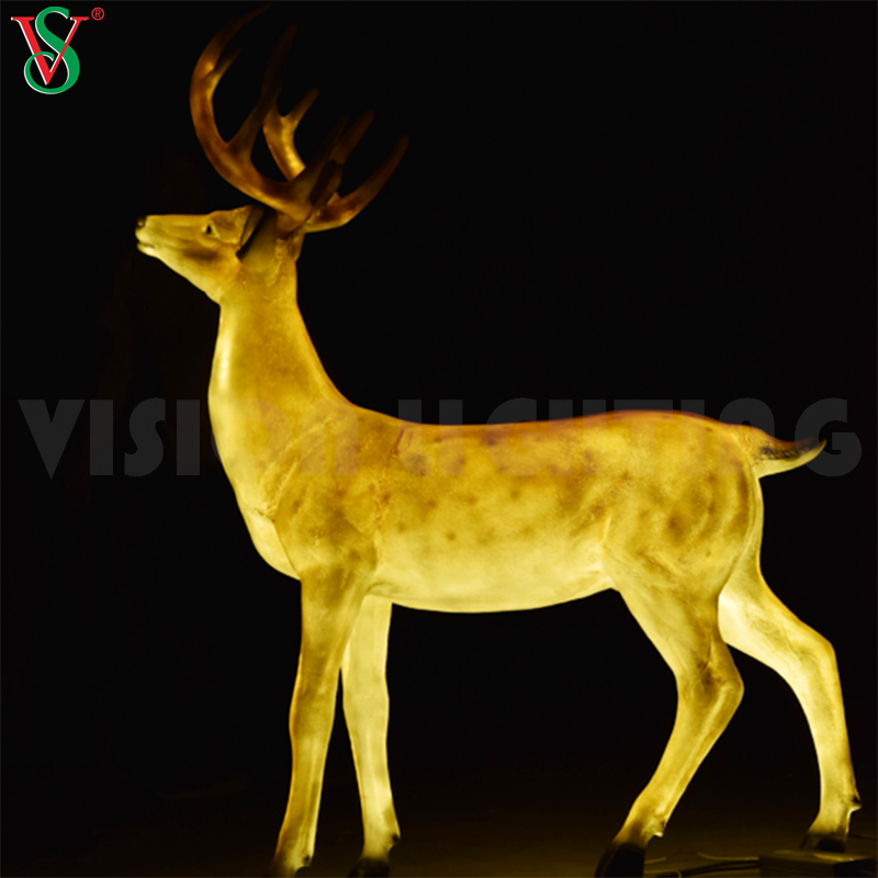 Fiberglass Resin Animal Statue Led Lighted Deer Christmas Reindeer Sculpture Motif Lights