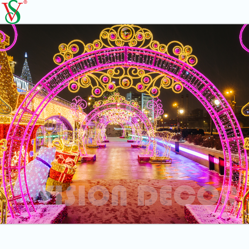 Outdoor Giant Arches Romantic Arch 3D Motif Light for Valentine's Day Decoration