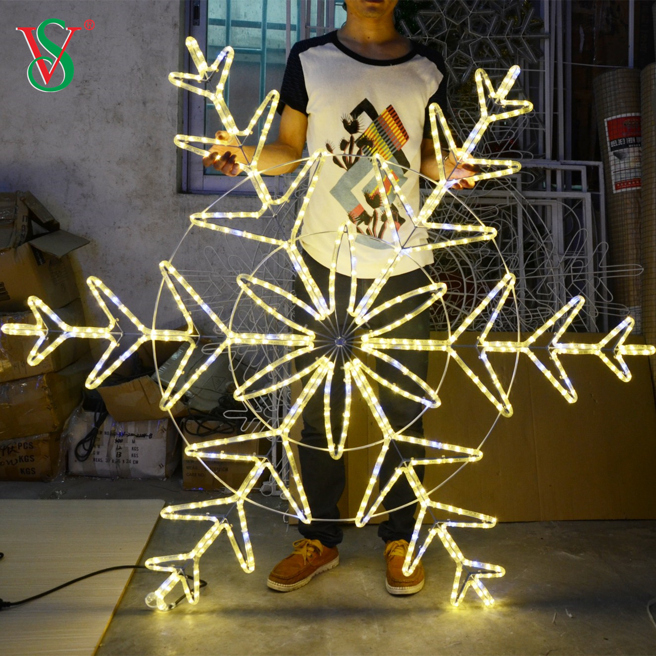 Customized Design Animated LED 2D Snowflake Lights for Christmas Decoration