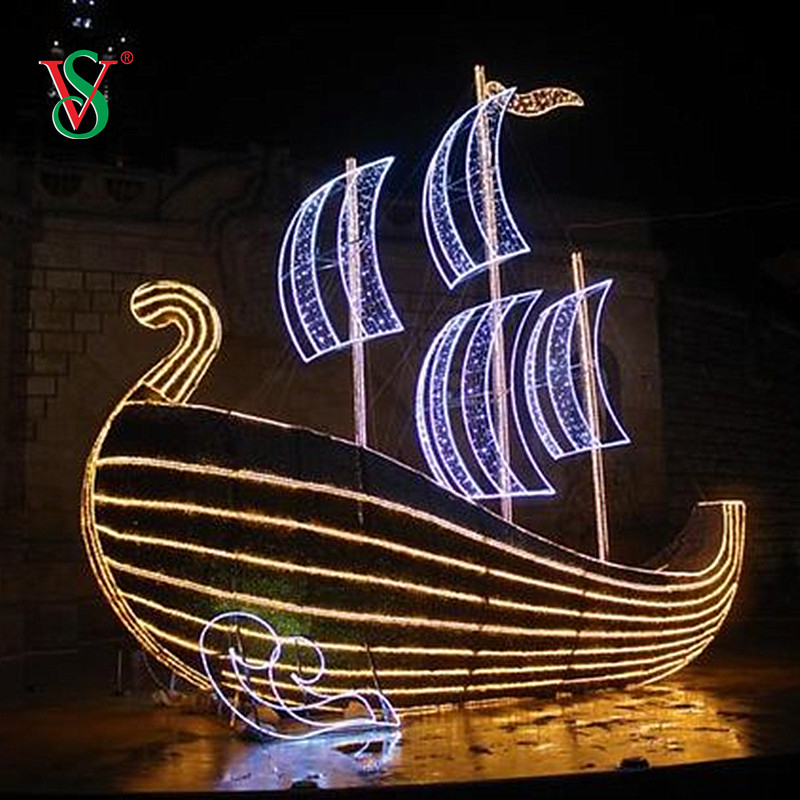 Giant LED 3D Boat Vessel Ship Motif Light for Holiday Outdoor Decoration