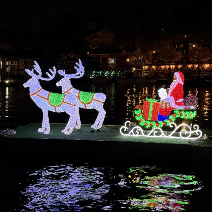 Outdoor Garden Street Motif Acrylic Reindeer Santa Claus with Sleigh Decoration Light