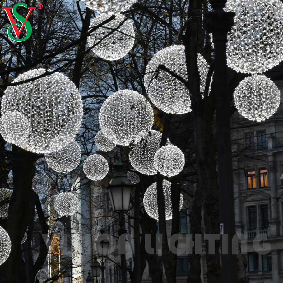 Fairy String Garland Ball Lamp Hanging Sphere Foldable Ball Motif Lights for Mall Decoration Lighting