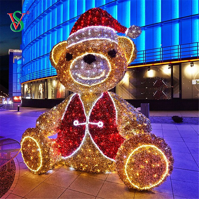 Led Outdoor Bear Light Giant 3D Sculpture Teddy Bear Motif Lights for Mall