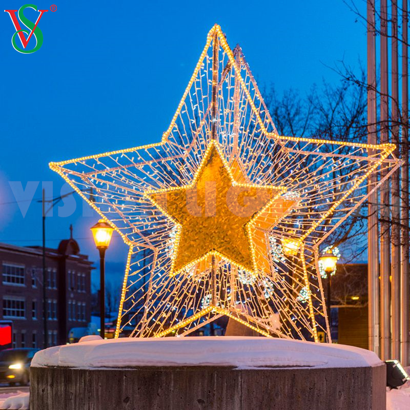 Led Christmas Decoration Outdoor 3D Star Motif Lighting for Holiday Festival Decor