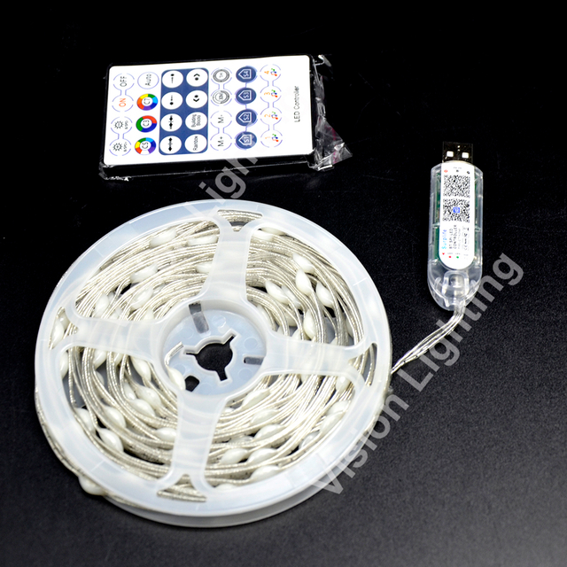 Christmas tree decoration USB plug led smart strip Remote panel and app control RGB string lights