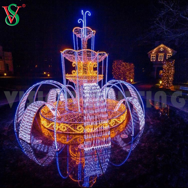 3D LED Light Fountain Motif Sculpture for Outdoor Landscape Decorations