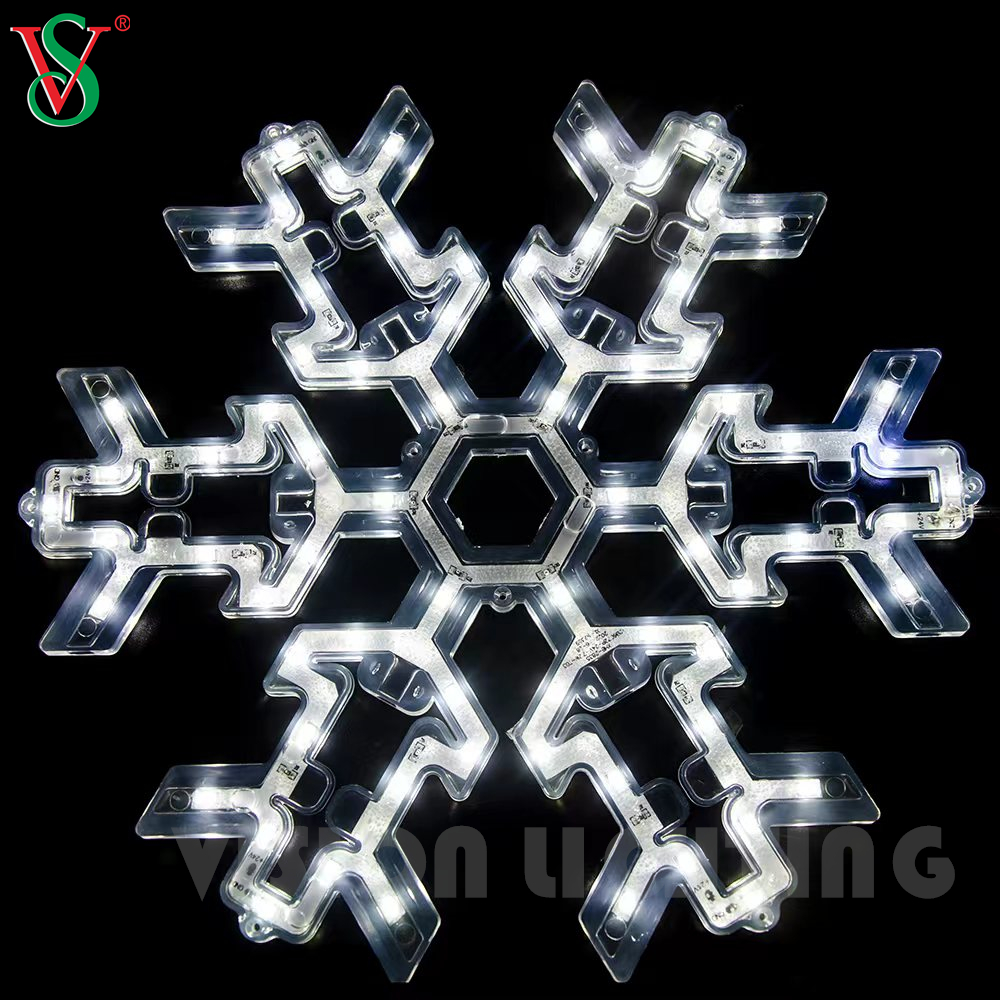 Christmas Outdoor Decoration Hanging Ornaments Led Acrylic Snowflake Motif Lights