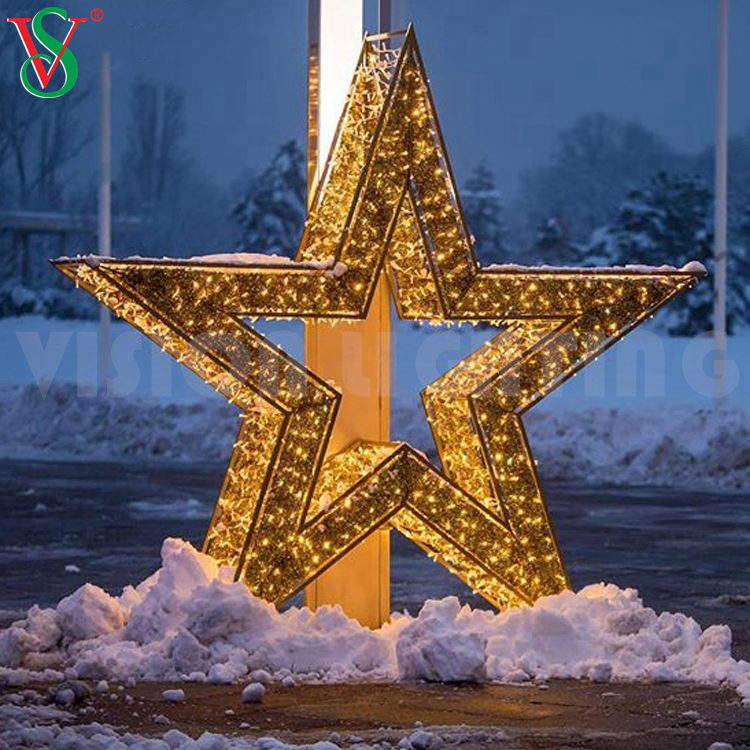 Led Christmas Decoration Outdoor 3D Star Motif Lighting for Holiday Festival Decor