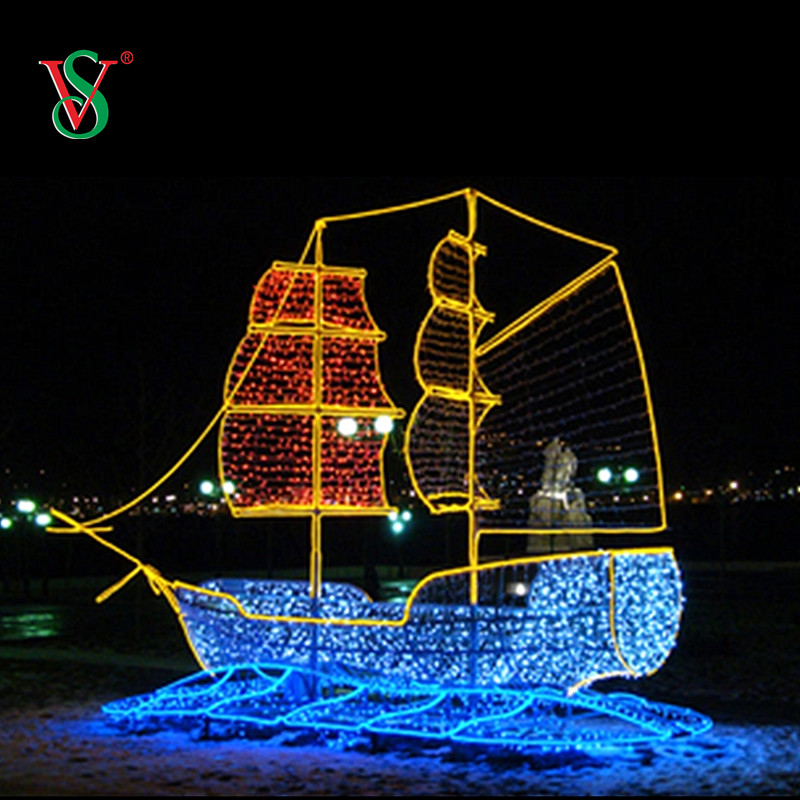 Giant LED 3D Boat Vessel Ship Motif Light for Holiday Outdoor Decoration