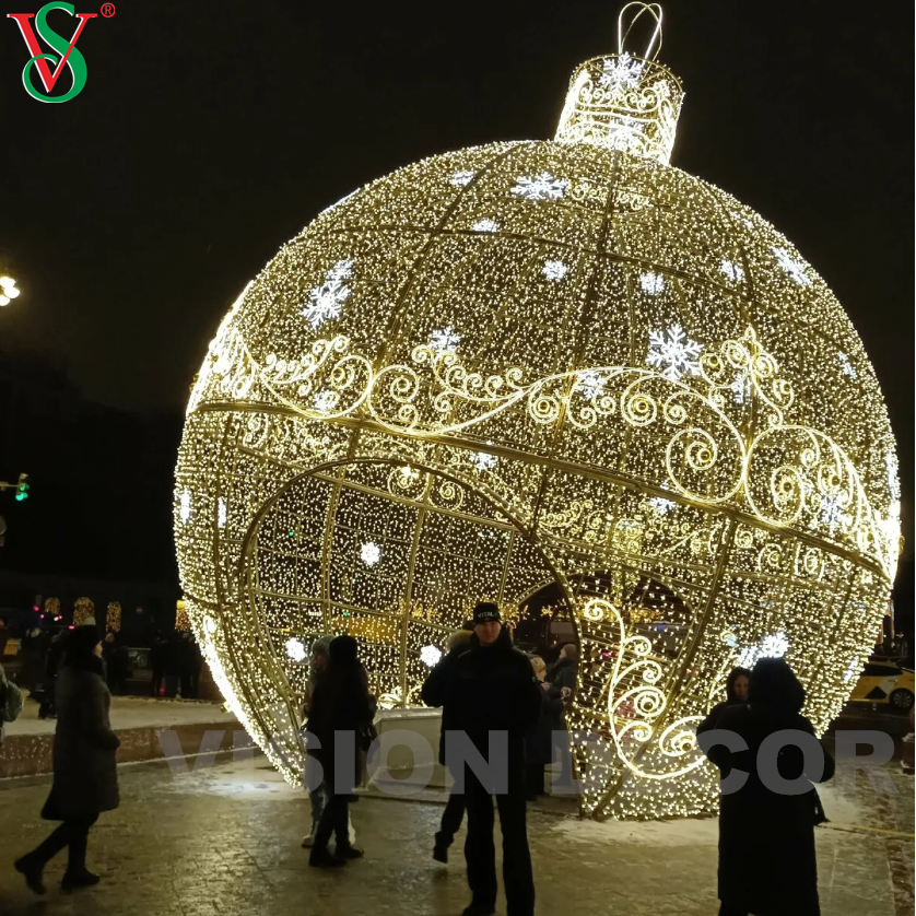 Outdoor Large Lighted Sphere 3D Led Ball Motif Christmas Decoration Light for Holiday Decor