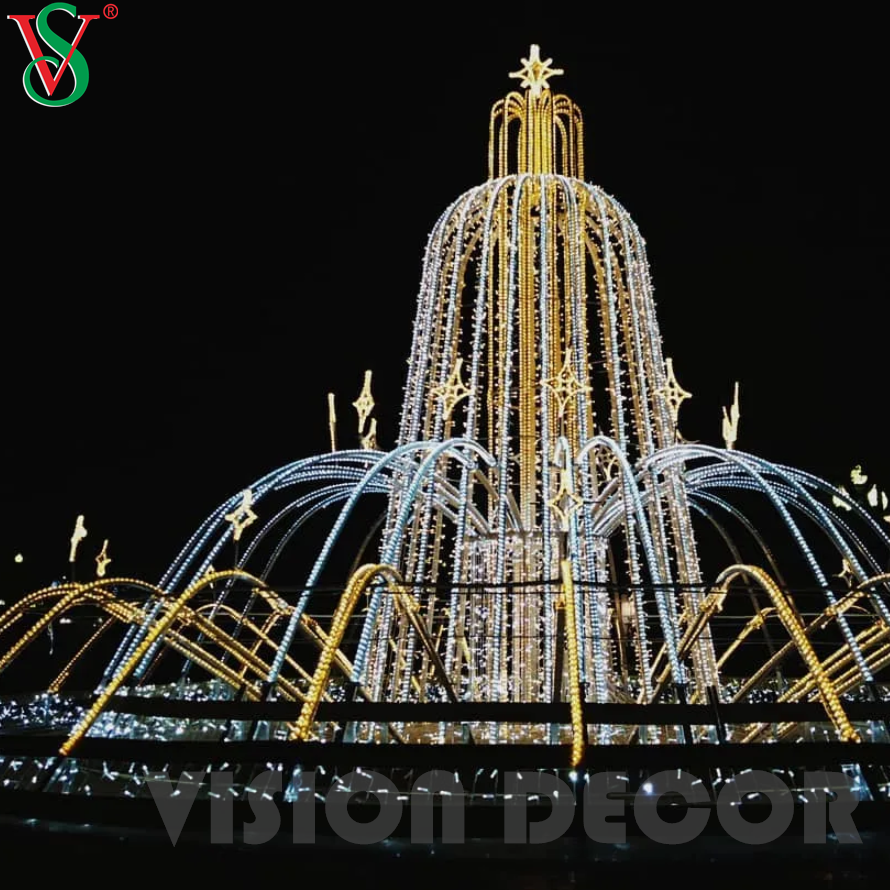 3D LED Light Fountain Motif Sculpture for Outdoor Landscape Decorations