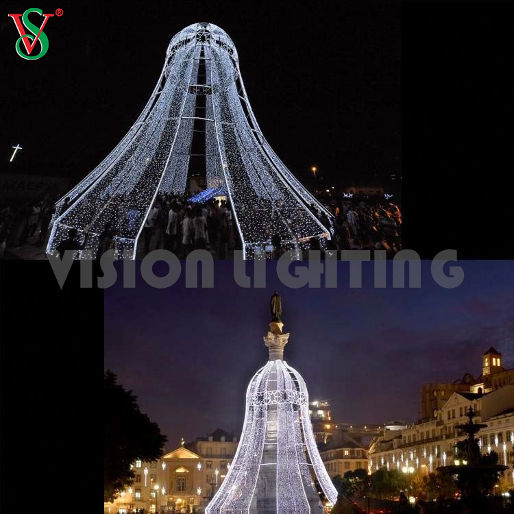 Outdoor Giant Lighted Jingle Bell Commercial Led Motif Decoration Lighting for Christmas