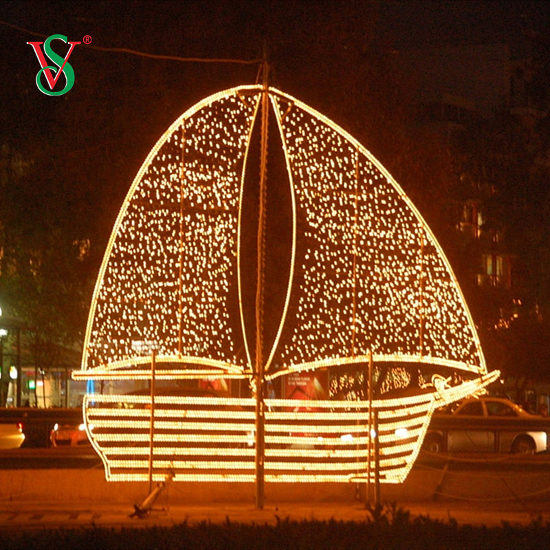 Giant LED 3D Boat Vessel Ship Motif Light for Holiday Outdoor Decoration