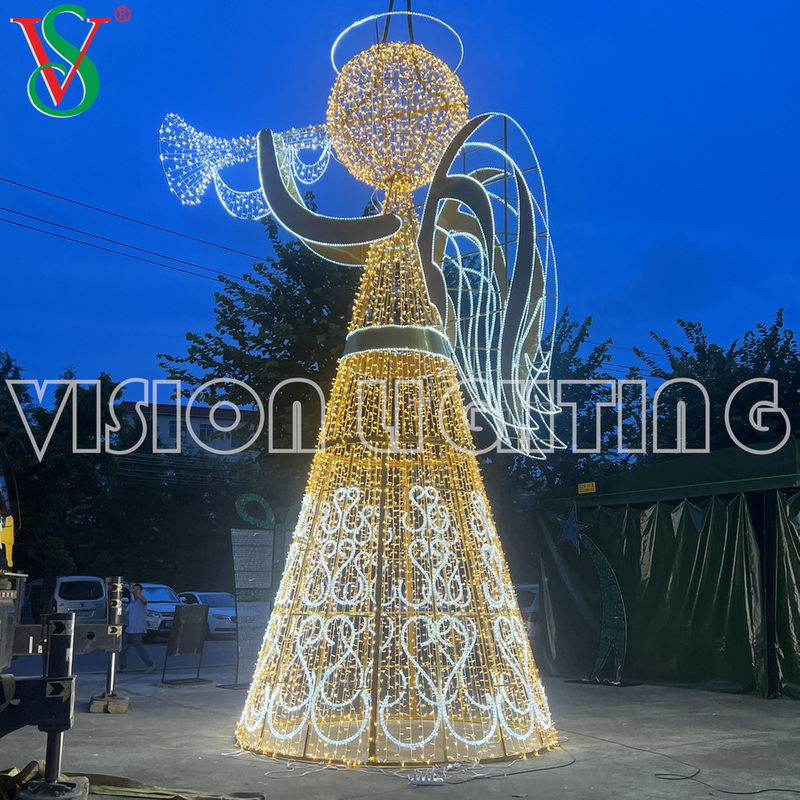 Christmas Fairy Decorations Outdoor 3D Angel Sculpture Motif Lights for Plaza Street Hotel Decor