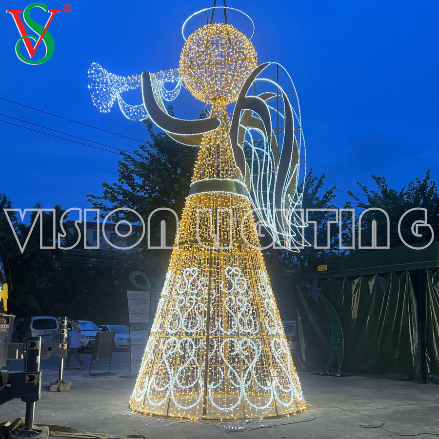 Christmas Fairy Decorations Outdoor 3D Angel Sculpture Motif Lights for Plaza Street Hotel Decor