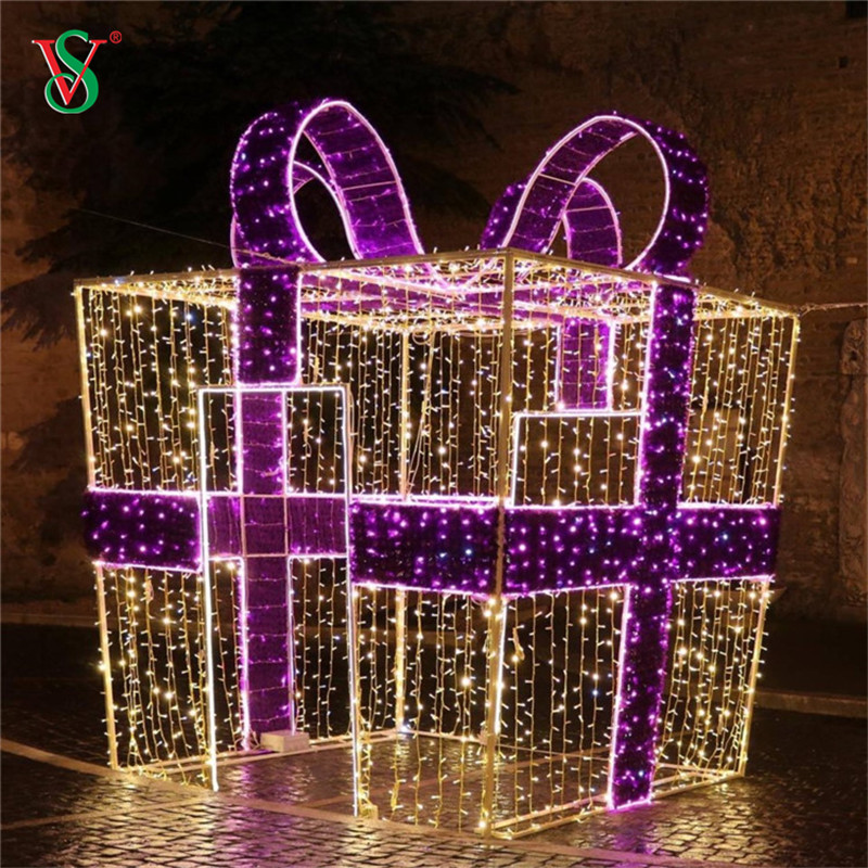 LED 3D Gift Box Present Motif Light for Christmas Holiday Decoration