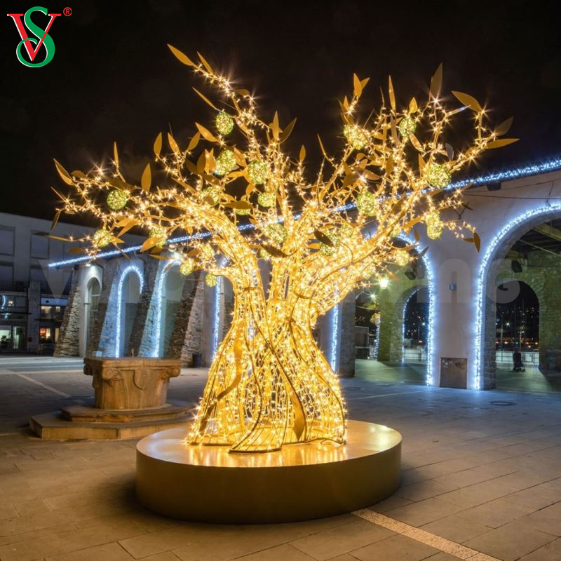 3D Led Decorative Christmas Branch Tree Motif Light for Outdoor Commercial Use