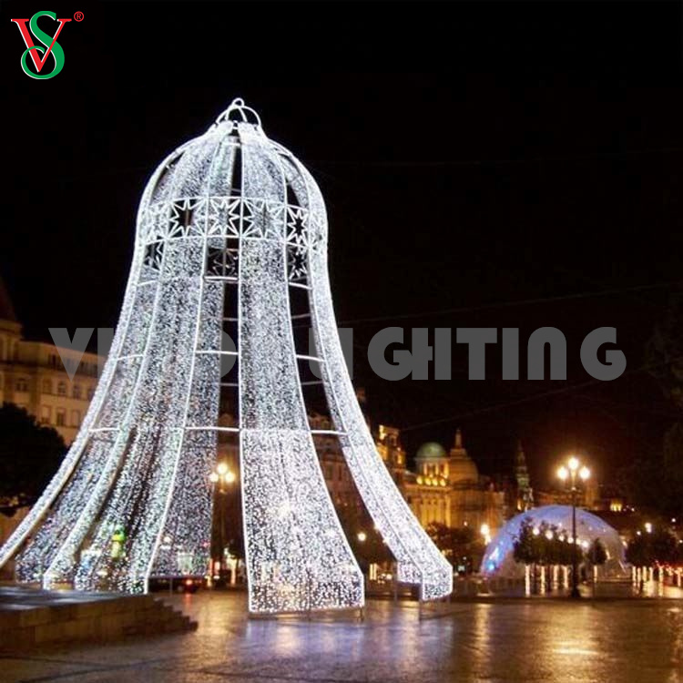 Outdoor Giant Lighted Jingle Bell Commercial Led Motif Decoration Lighting for Christmas