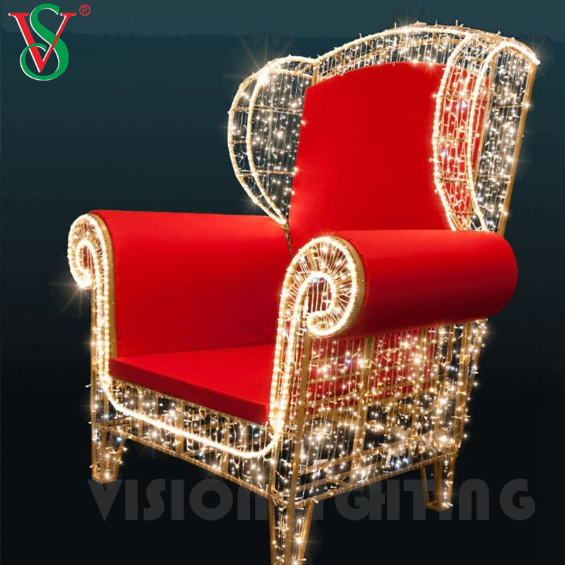 Outdoor Luxury Fairy Christmas Prop Decoration Led Chair Motif Lights for Mall Plaza Street