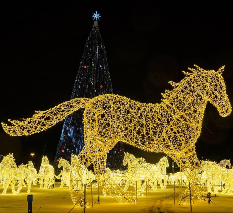 3D Lighted Animal Horse Sculpture with String Light for Zoo Garden Park Outdoor Decoration