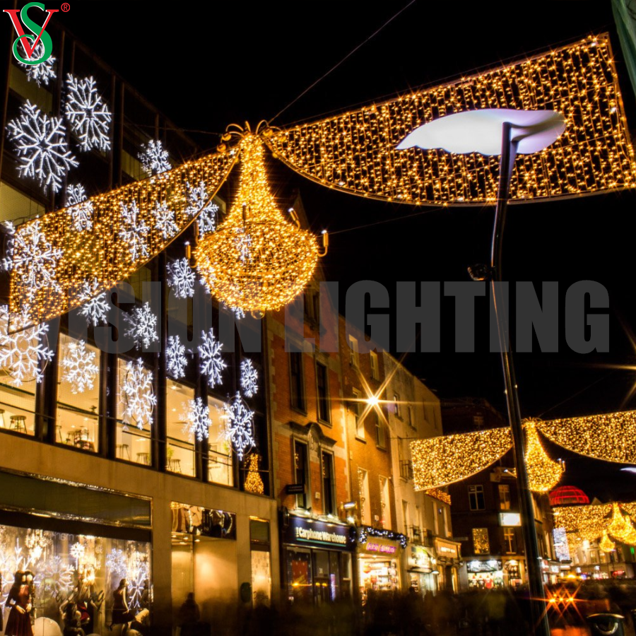 Christmas Led Street Decoration Road Illumination 2D Across Street Motif Lights for City Lighting