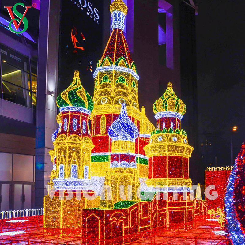 Large 3D LED Castle Tower Light – Outdoor Holiday Decoration for Commercial Christmas Displays