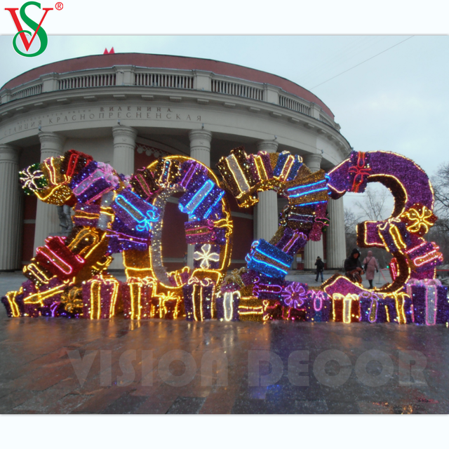 2026 New Year Sign Board Outdoor 3D Sculpture Motif Lights for New Year Decoration