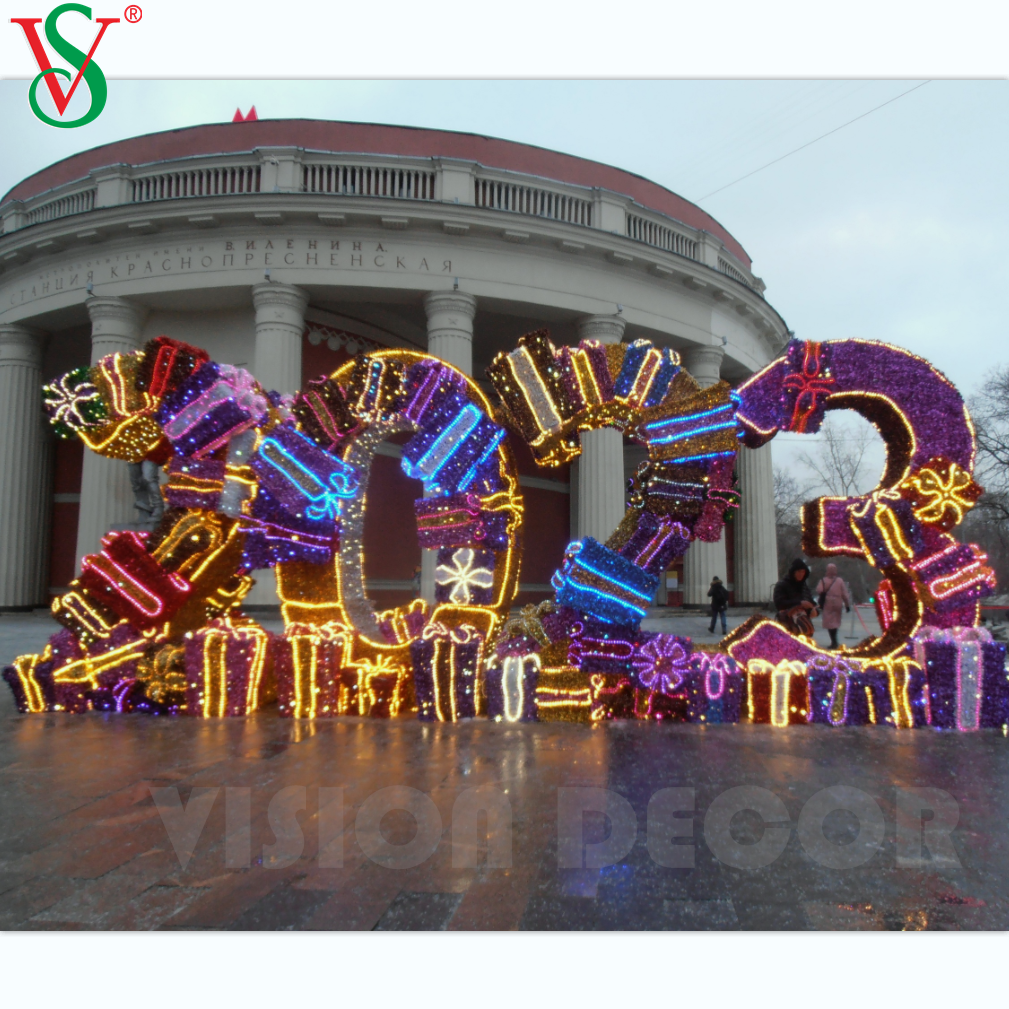 2026 New Year Sign Board Outdoor 3D Sculpture Motif Lights for New Year Decoration