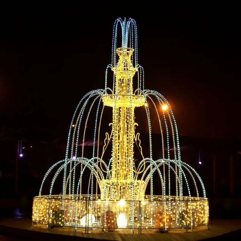 3D LED Light Fountain Motif Sculpture for Outdoor Landscape Decorations