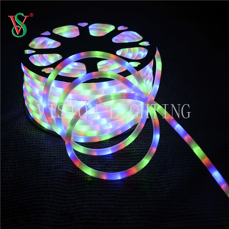 Holiday Decoration Round Shape Rgb 100m Led Flex Rope Strip Light for Shop Window Park Street