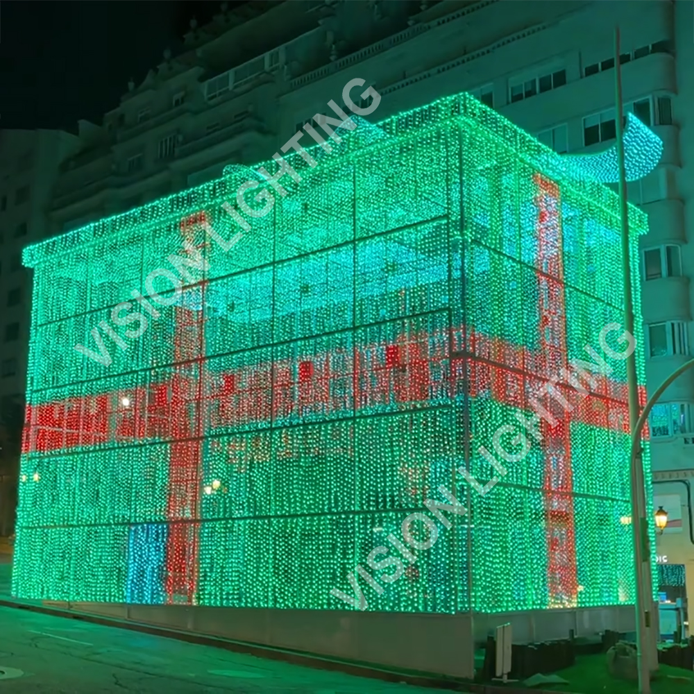 Christmas decoration outdoor Customized LED colorful led holiday gift box pixels RGB motif light