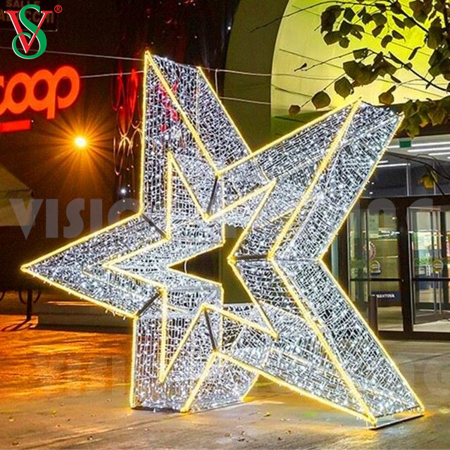 Led Christmas Decoration Outdoor 3D Star Motif Lighting for Holiday Festival Decor