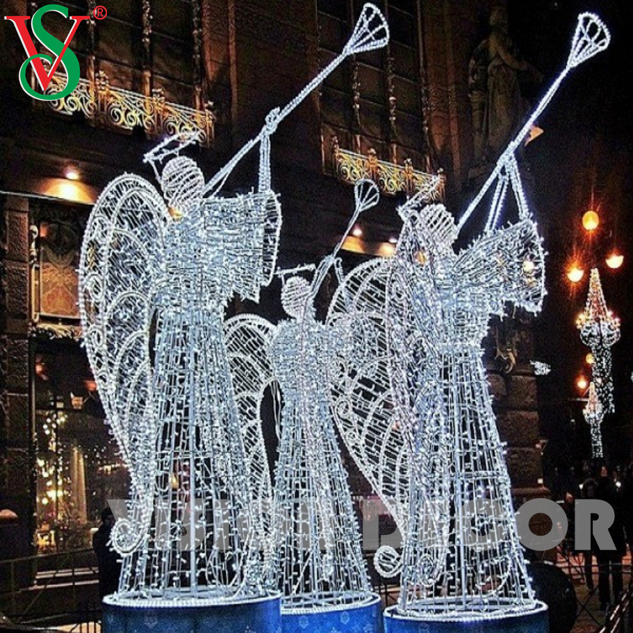 Christmas Fairy Decorations Outdoor 3D Angel Sculpture Motif Lights for Plaza Street Hotel Decor