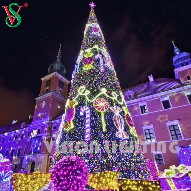 LED Outdoor Christmas Tree Light Waterproof Decorative Lighting for City Squares, Events & Commercial Displays