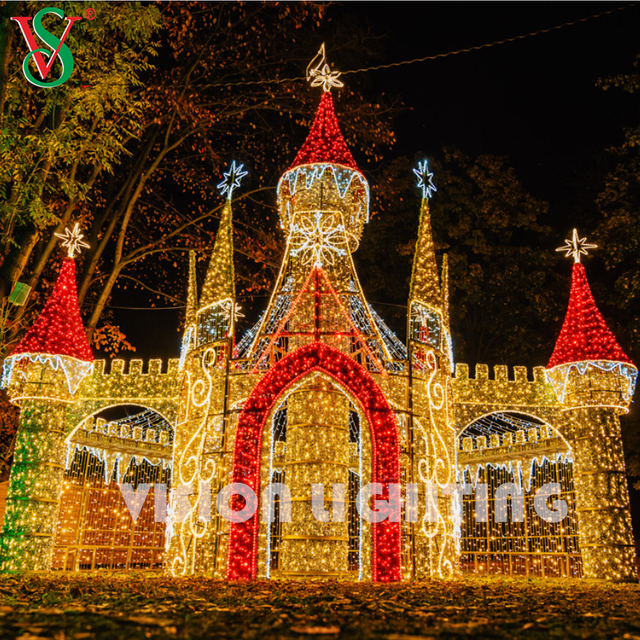 Large 3D LED Castle Tower Light – Outdoor Holiday Decoration for Commercial Christmas Displays