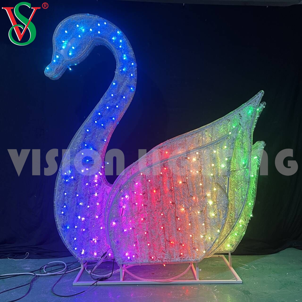 3D Illuminated Swan Structure Lighting Decoration for Outdoor Landscape Decor
