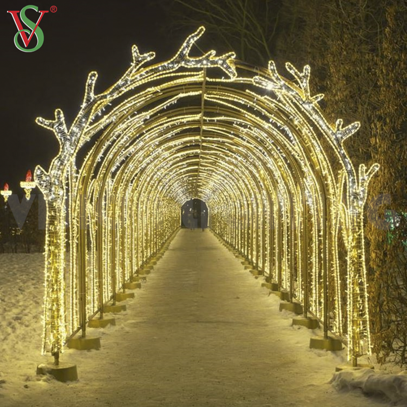 Navidad Luces Outdoor Glowing Tunnel Led Illuminated Arch Motif Decoration Lighting for Christmas Display
