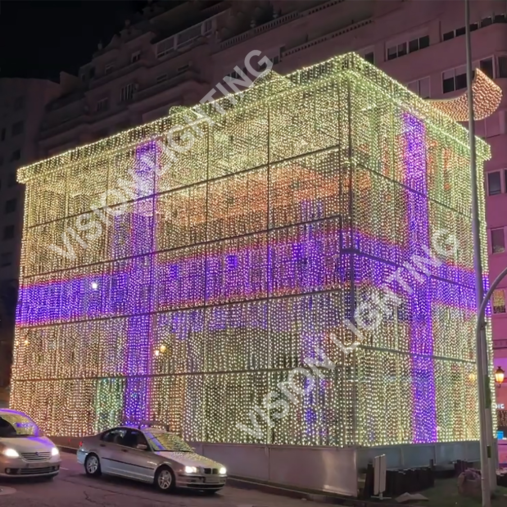 Christmas decoration outdoor Customized LED colorful led holiday gift box pixels RGB motif light