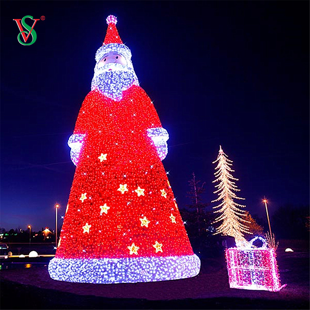 Outdoor 3D Skiing Sitting Santa Claus Motif Lights for Christmas Holiday