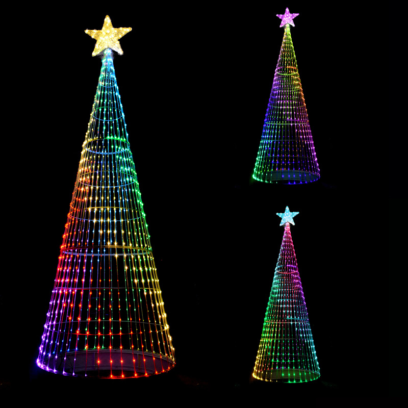 Customized Landscape motif Christmas outdoor decoration DMX512 programmable pixels RGB tree light