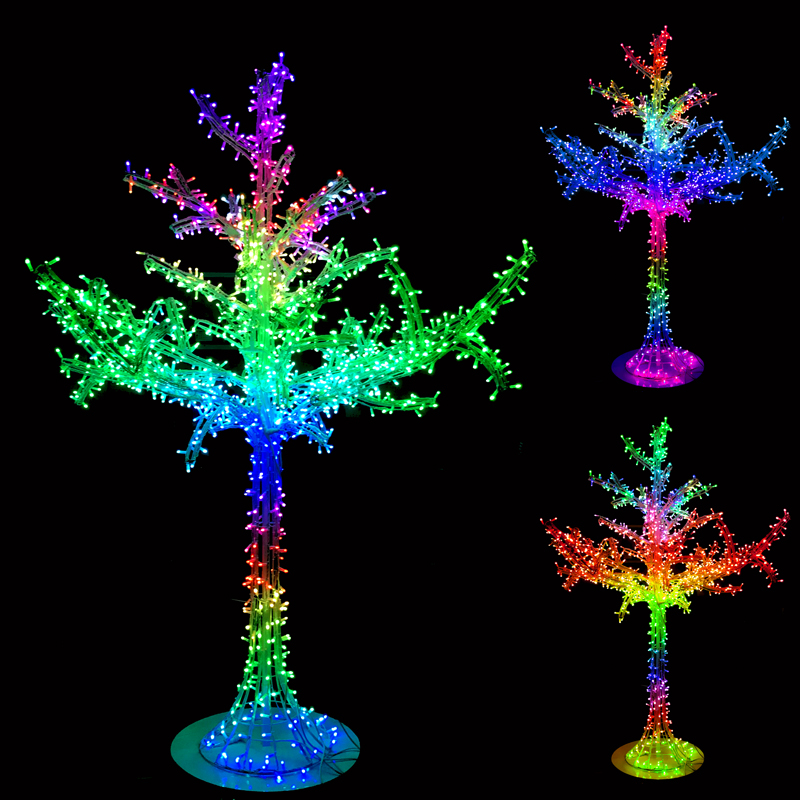 Customized Landscape motif Christmas outdoor decoration DMX512 programmable pixels RGB tree light