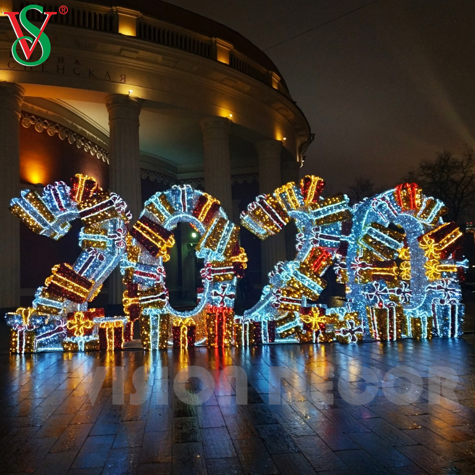 2026 New Year Sign Board Outdoor 3D Sculpture Motif Lights for New Year Decoration