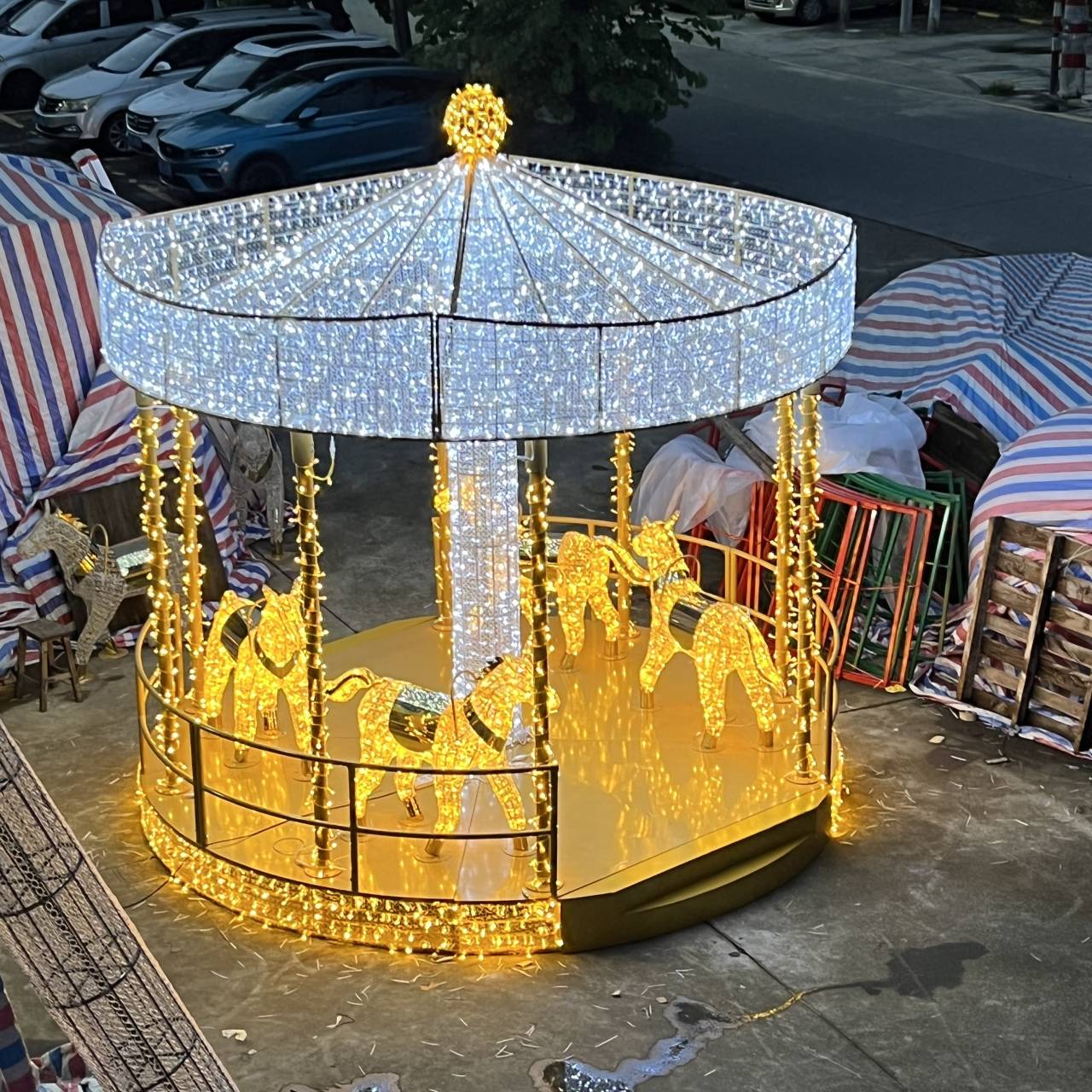 3D Lighted Animal Horse Sculpture with String Light for Zoo Garden Park Outdoor Decoration