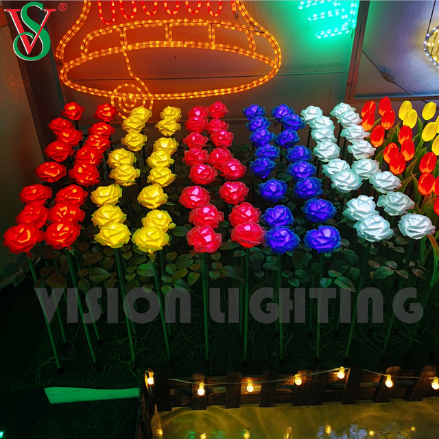 Led Artificial Flower Rose Light for Holiday Outdoor Garden Park Decoration